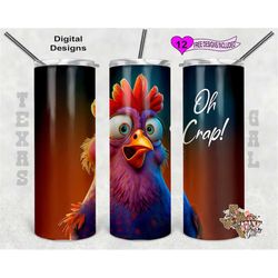 chicken tumbler wrap, oh crap tumbler wrap, 20 oz skinny tumbler sublimation design, seamless pattern