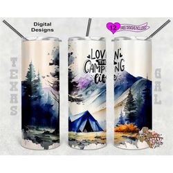 Camping Tumbler Wrap, Loving The Camping Life Tumbler, Alcohol Ink Tumbler Wrap, 20 oz Skinny Tumbler Sublimation Design