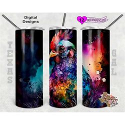 alcohol ink tumbler wrap, chicken tumbler png, 20oz sublimation tumbler png, seamless design