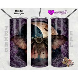moth tumbler wrap, moon tumbler wrap, alcohol ink tumbler wrap, 20 oz skinny tumbler sublimation design