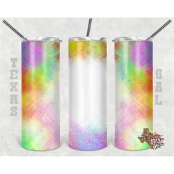 20 oz skinny tumbler watercolor tie dye bright colors personalize bleached seamless sublimation design png instant digit