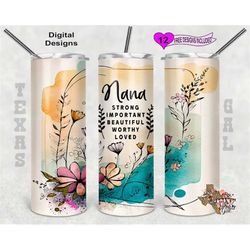 nana tumbler wrap, watercolor tumbler wrap, 20 oz skinny tumbler sublimation design, seamless pattern
