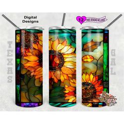 stain glass tumbler wrap, sunflower sublimation design, 20oz sublimation tumbler wrap, digital download