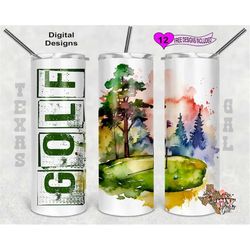 golf tumbler wrap, watercolor tumbler wrap, 20oz sublimation tumbler png, seamless design