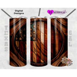 American Flag Tumbler Wrap, Wood Tumbler PNG, 20oz Sublimation Tumbler Wrap, Digital Download