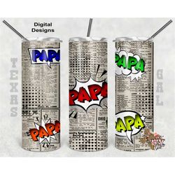 20 oz skinny tumbler papa newspaper pop sublimation design png instant digital only
