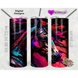 Horse Tumbler Wrap, Neon Tumbler Wrap, 20oz Sublimation Tumbler PNG, Digital Download, Seamless Design