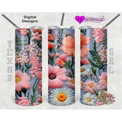 embroidery tumbler wrap, flower tumbler wrap, watercolor tumbler wrap, 20oz sublimation tumbler png, seamless design