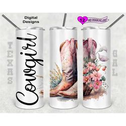 cowgirl boots tumbler wrap, cowgirl tumbler wrap, 20oz sublimation tumbler png, digital download, seamless design