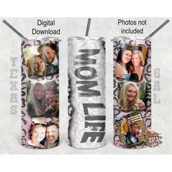 Mom Life Picture Frames PNG, Photo Tumbler Wrap For Mom, 20 Oz Skinny Tumbler Sublimation Design, Seamless Pattern