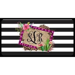 license plate, car tag, black and white stripe, leopard, digital download, png, sublimation