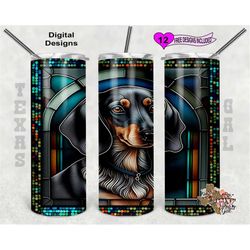 Stain Glass Tumbler Wrap, Dachshund Tumbler Wrap, 20oz Sublimation Tumbler Wrap, Digital Download