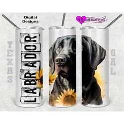 labrador tumbler wrap, sunflower tumbler wrap, watercolor tumbler wrap, 20oz sublimation tumbler png, digital download,