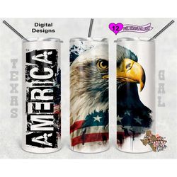 eagle tumbler wrap, american flag tumbler wrap, watercolor tumbler wrap, 20 oz skinny tumbler sublimation design, seamle