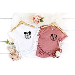 retro disney pocket size print shirts,mickey checkered tshirt,family minnie mouse pocket tees,vintage disneyland,family