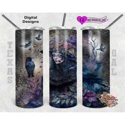 gothic tumbler wrap, watercolor tumbler wrap, 20 oz skinny tumbler sublimation design, seamless design
