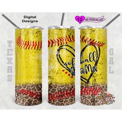 softball mama tumbler wrap, 20oz sublimation tumbler wrap, digital download, seamless design
