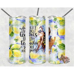 20 Oz skinny tumbler lemons wrap tapered straight template digital download sublimation graphics instant download sublim