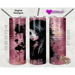 gothic tumbler wrap, watercolor tumbler wrap, 20oz sublimation tumbler png, digital download, seamless design