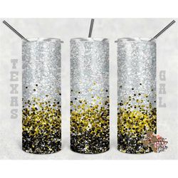 20 oz skinny tumbler yellow black white glitter sublimation design png instant digital only