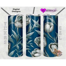 tulips tumbler wrap, watercolor tumbler wrap, 20 oz skinny tumbler sublimation design, seamless design