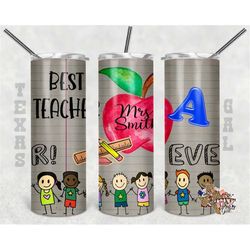 20 oz skinny tumbler best teacher ever seamless sublimation design png instant digital only