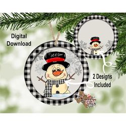 snowman ornament png, round christmas ornament png, sublimation christmas designs, digital download