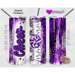cheer mom tumbler wrap, cheer mom tumbler png, purple black cheer tumbler wrap, 20 oz skinny tumbler sublimation design,