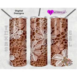 3d tumbler wrap, lace flowers tumbler wrap, 20 oz skinny tumbler sublimation design, seamless design