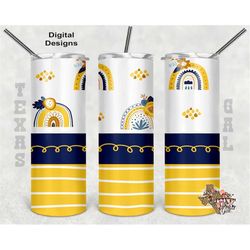 20 oz skinny tumbler rainbow yellow blue seamless sublimation design png instant digital only
