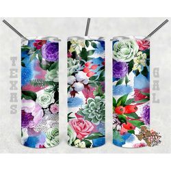 floral, 20 oz skinny tumbler, seamless, sublimation design, png, instant digital only