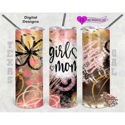 girl mom tumbler wrap, mom tumbler png, seamless design, 20oz sublimation tumbler wrap, digital download