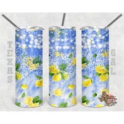 lemons, twinkle lights, 20 oz skinny tumbler, sublimation design, png, instant digital only