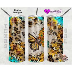 Butterfly Tumbler Wrap, Faith Tumbler Design, Sunflower Tumbler PNG, 20oz Sublimation Tumbler Wrap, Digital Download
