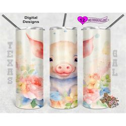 pig tumbler wrap, watercolor tumbler wrap, alcohol ink tumbler wrap, 20 oz skinny tumbler sublimation design, seamless d