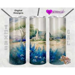 bluebonnets tumbler wrap, alcohol ink tumbler wrap, 20 oz skinny tumbler sublimation design, seamless pattern