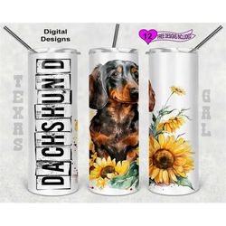 dachshund tumbler wrap, sunflower tumbler wrap, watercolor tumbler wrap, 20oz sublimation tumbler png, digital download,