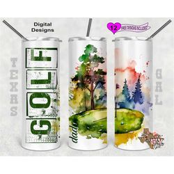 dad golf tumbler wrap, watercolor tumbler wrap, 20oz sublimation tumbler png, seamless design