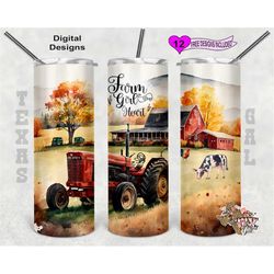 farm girl tumbler wrap, watercolor tumbler wrap, 20oz sublimation tumbler png, digital download, seamless design