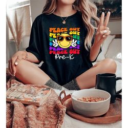 peace out pre-k shirt, pre-k teacher shirt, pre-k graduation tee, happy last day of school, groovy pre-k shirt, cool sch
