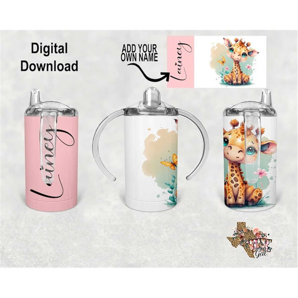 Giraffe Tumbler Wrap, 12oz Sippy Cup Design, Kid Tumbler Wrap, Personalize  Tumbler Wrap, Digital Download