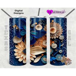paper quilling tumbler wrap, butterfly tumbler wrap, 3d tumbler, 20 oz skinny tumbler sublimation design, seamless patte