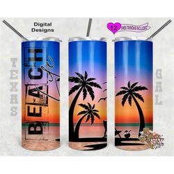 Beach Life Tumbler PNG, Beach Tumbler Wrap, Beach Sunset PNG, Seamless Design, Sublimation Tumbler Wrap, Digital Downloa