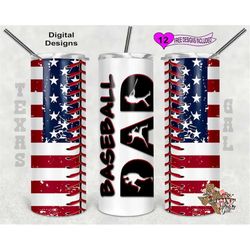 baseball dad tumbler wrap, baseball american flag png, seamless design, 20oz sublimation tumbler design, digital downloa