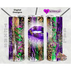 mardi gras tumbler wrap, mardi gras tumbler png, mardi gras png, mardi gras lips png, 20 oz tumbler sublimation design,