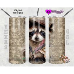 raccoon tumbler wrap, vintage tumbler wrap, watercolor tumbler wrap, 20 oz skinny tumbler sublimation design, seamless p