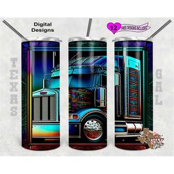 stain glass tumbler wrap, 18 wheeler tumbler wrap, 20oz sublimation tumbler png, digital download, seamless design