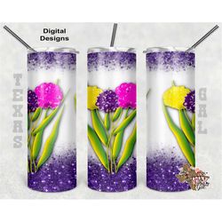 20 oz skinny tumbler floral purple glitter seamless sublimation design png instant digital only