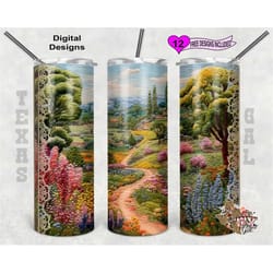 embroidery tumbler wrap, spring field tumbler wrap, 20oz sublimation tumbler png, seamless design