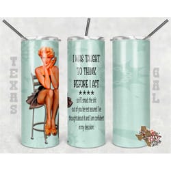 i was taught to think before i act, 20 oz skinny tumbler, sublimation design, png, instant digital only